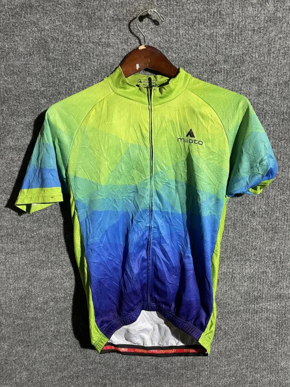 Miloto Cycling Jersey Mens Large Multicolor Full Zip Short Sleeve Pockets Bike